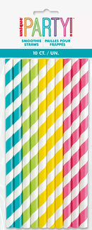 Unique Smoothie Straws Striped 10pk