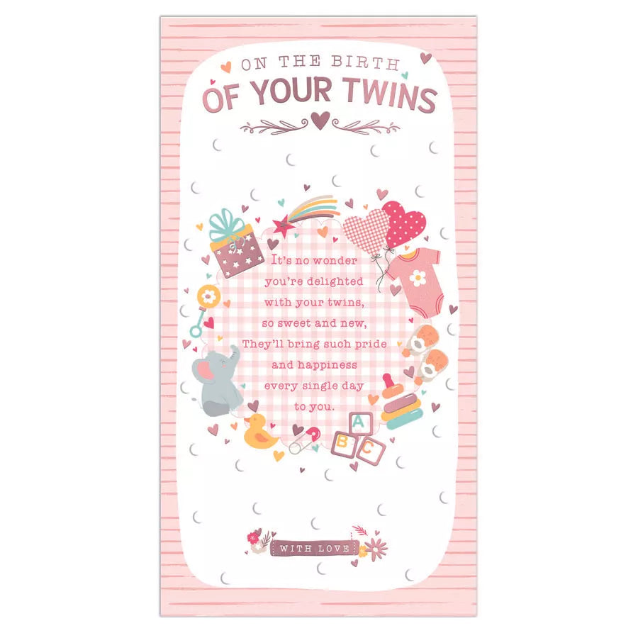 Prelude 6-pack newborn twin cards C55 with cute baby illustrations and soft pastel designs for celebrating new arrivals