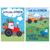 Poppyhill 12-pack C50 birthday cards featuring cheerful designs for celebrating a special Godson.