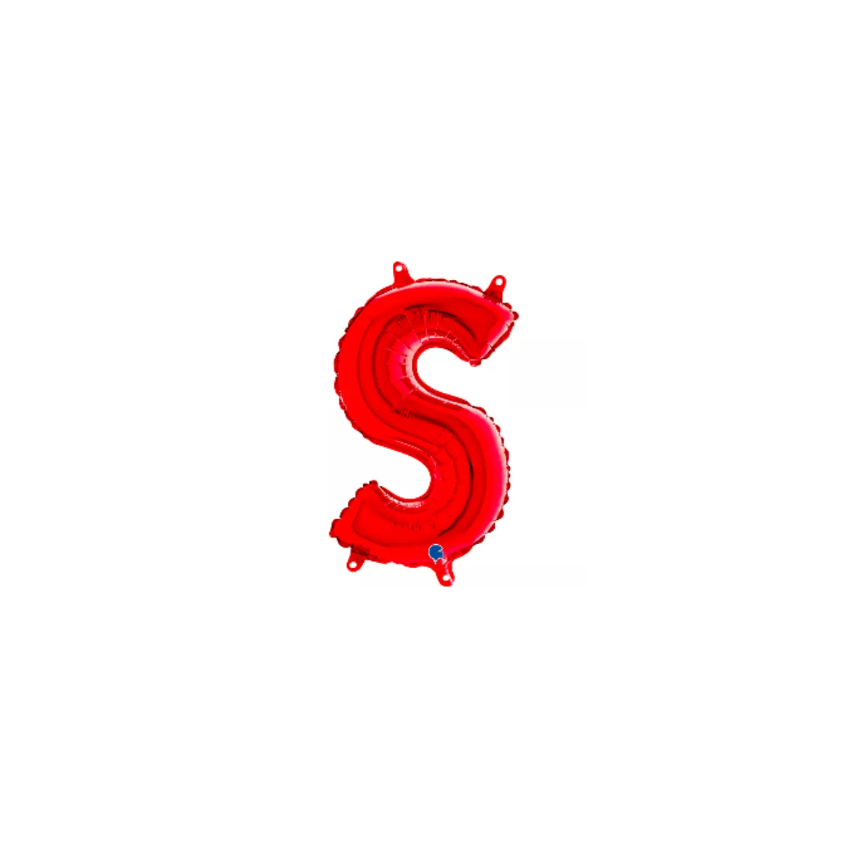Red Grabo foil balloon in 14-inch letter S shape, shiny metallic finish, floating against a plain background.