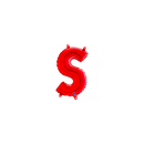 Red Grabo foil balloon in 14-inch letter S shape, shiny metallic finish, floating against a plain background.