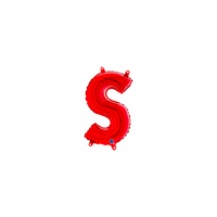 Red Grabo foil balloon in 14-inch letter S shape, shiny metallic finish, floating against a plain background.