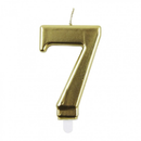 Party Candle Number 7 Metallic Gold 9cm 6pk