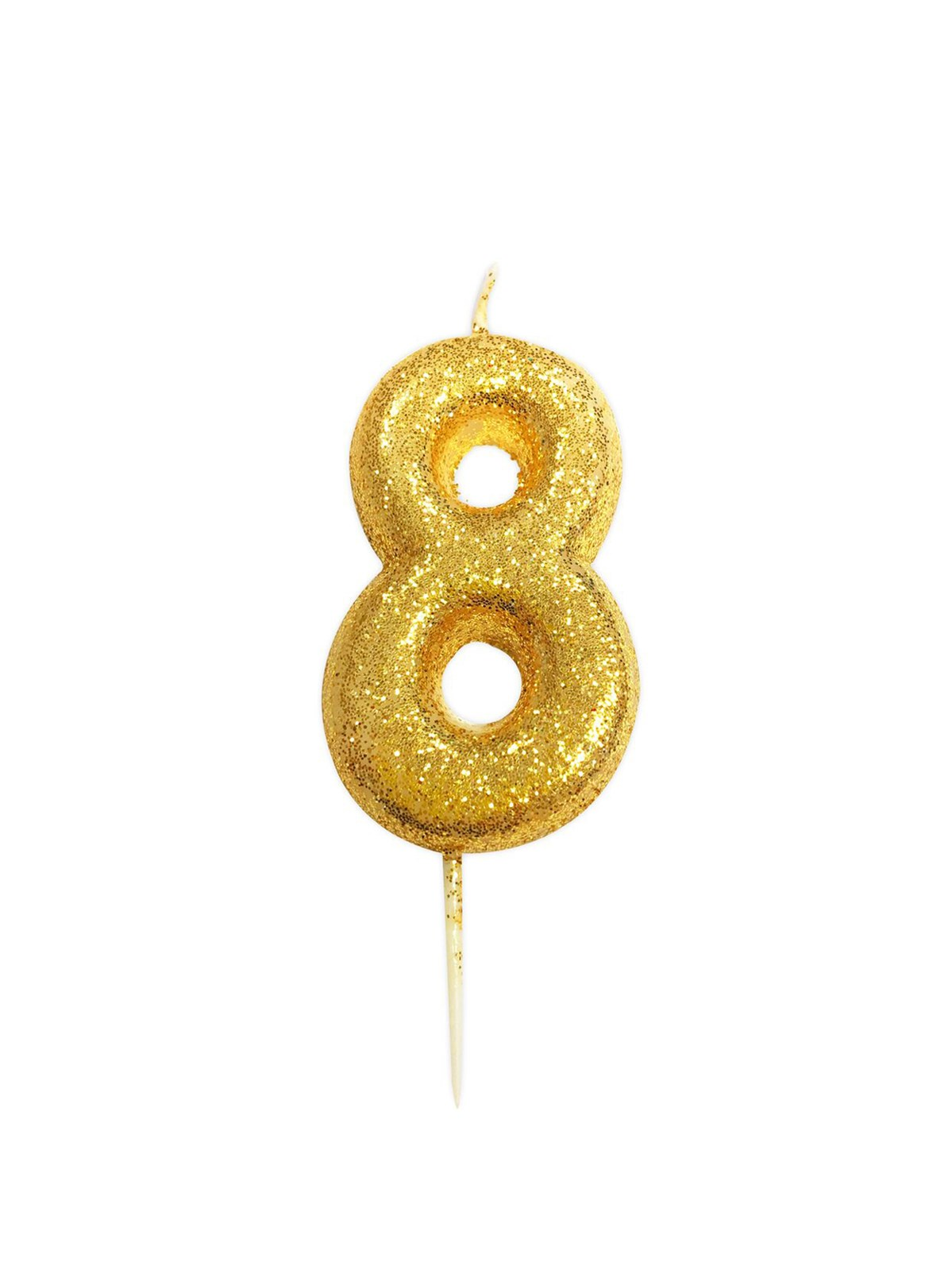 Creative Party Candle Number 8 Glitter Gold 7cm