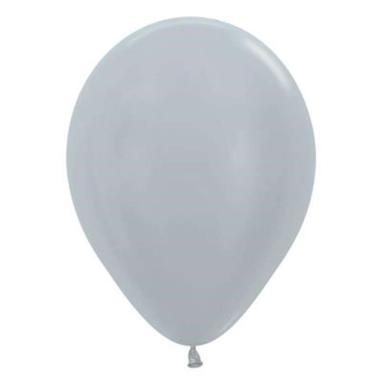 Sempertex Satin Silver 12" Latex Balloons 50pk