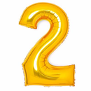 Gold 34-inch Anagram foil balloon shaped as the number 2, shiny metallic finish, perfect for celebrations and decorating.
