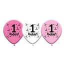 Eight latex printed balloons with age 1 design for birthday celebrations, by Giftzone.