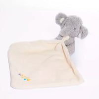 Tiger Feet soft toy comforter featuring a plush elephant with soft, colorful fabric suitable for baby and toddler cuddling.