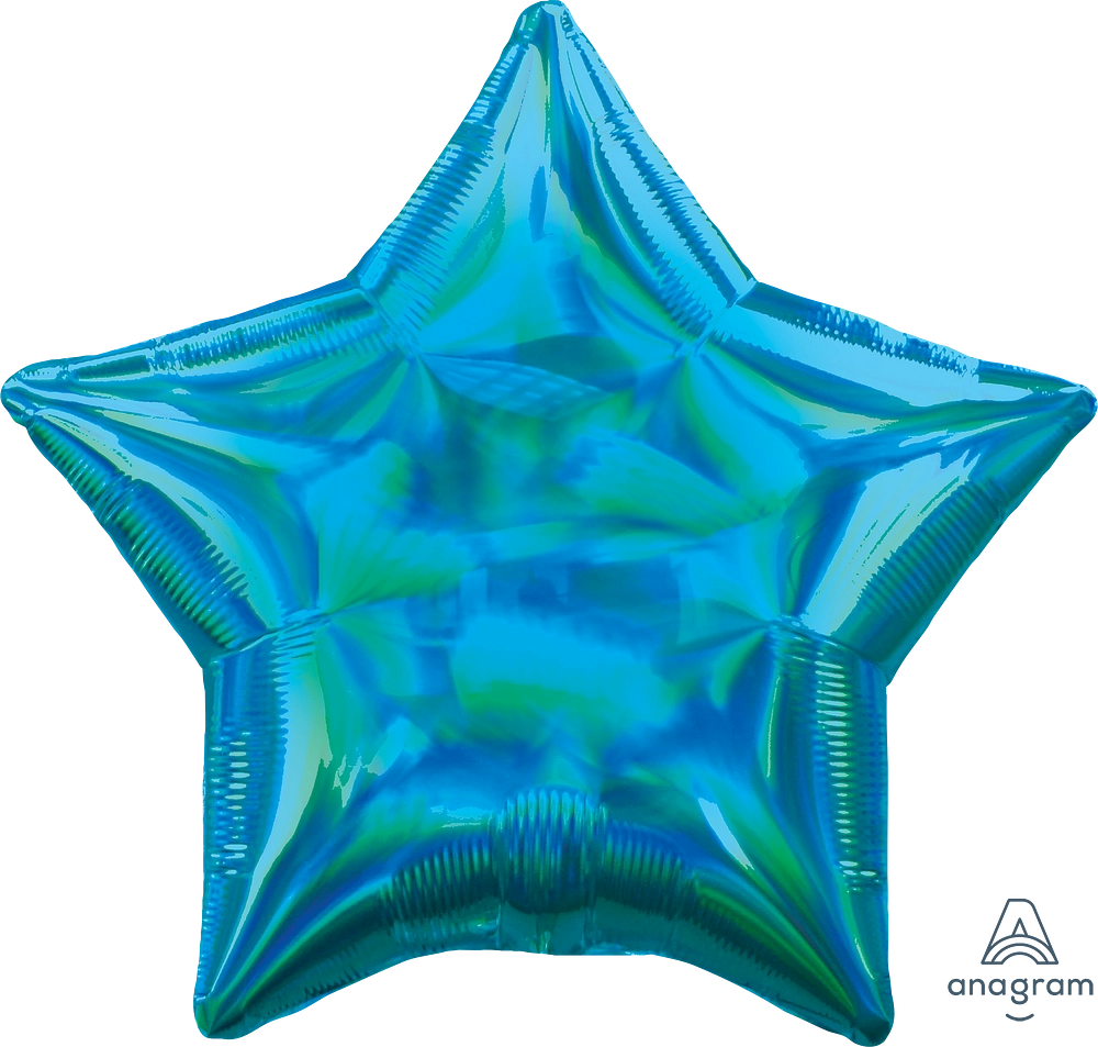 Anagram Foil Balloon Iridescent Cyan Star 18