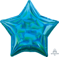 Anagram Foil Balloon Iridescent Cyan Star 18