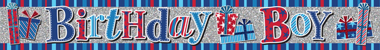Birthday Boy Presents Banner 2.6M 6pk
