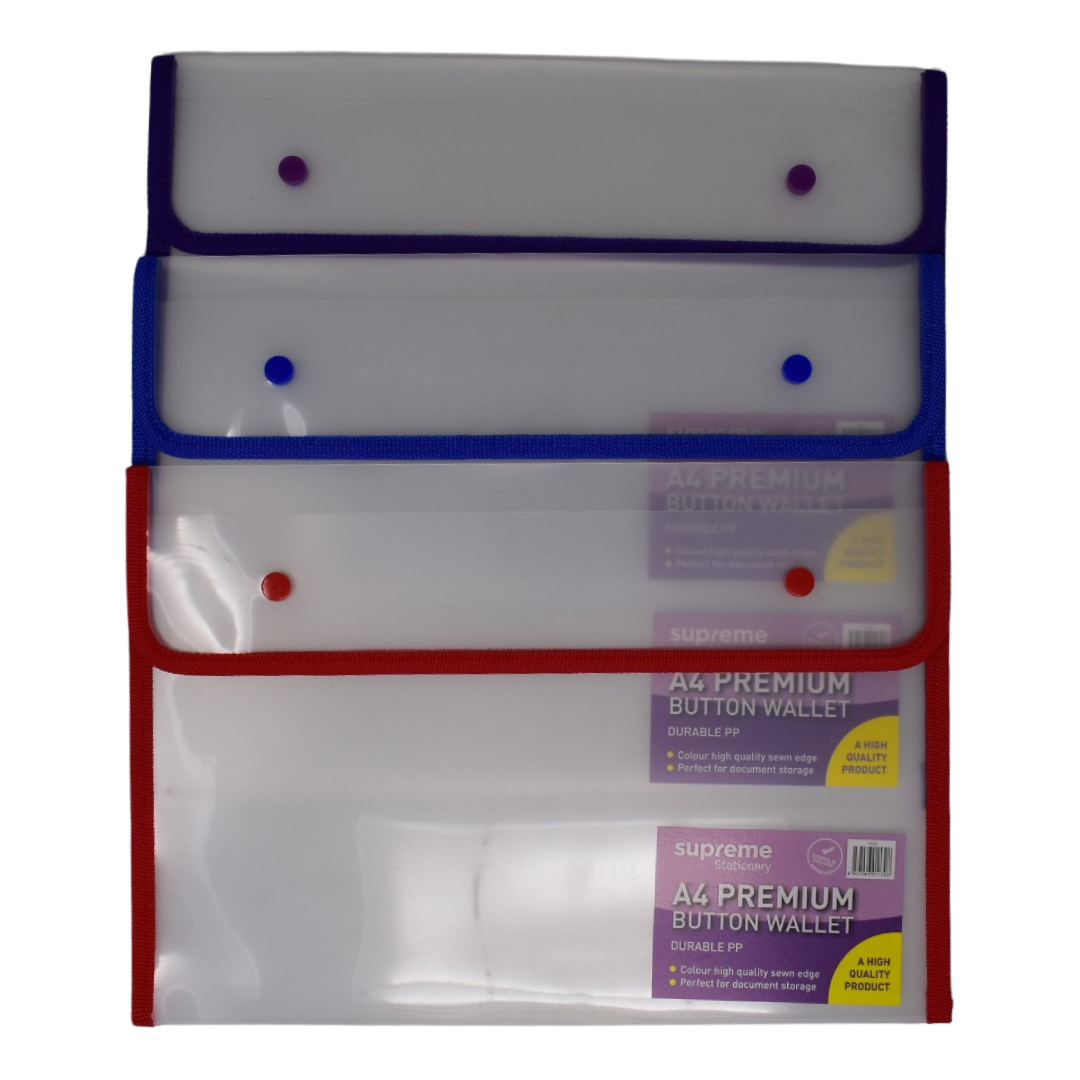 Reach Stationery 12 Pack Button Wallet Double A4