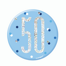 Blue Glitz 50th Birthday 3" Badge