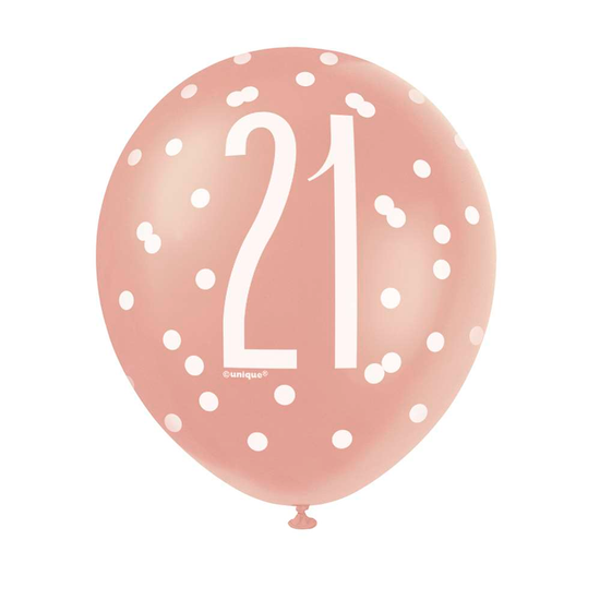 Glitz Age 21 Rose Gold 12" Latex 6pk