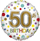 APAC Foil Balloon Eco Rainbow Dots Age 50 18"