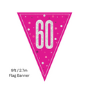 Unique Flag Banner Pink Glitz Age 60 9ft