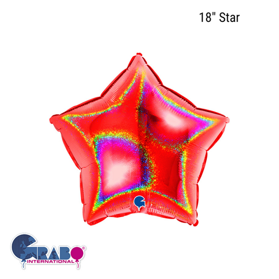 Grabo Glitter Red Star 18" Foil Balloon