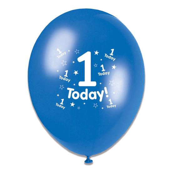 Age 1 Assorted Latex Balloons 6 x 8pk