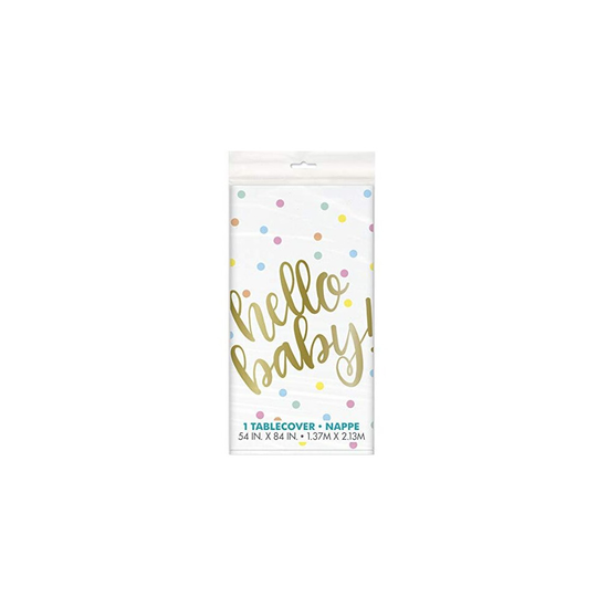Unique Tablecover Gold Hello Baby 54 x 84