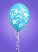 Eight printed latex balloons for baby shower from Giftzone, featuring colorful baby-themed designs, ideal for celebration decor.
