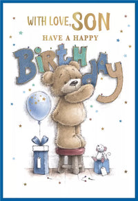 Simon Elvin C50 birthday cards for son, set of six, featuring colorful designs and birthday greetings for boys.