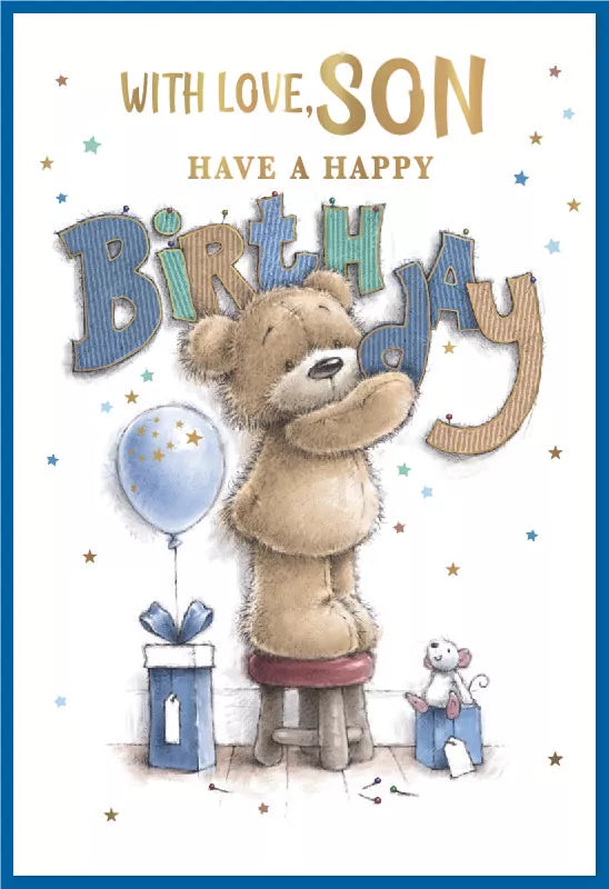 Simon Elvin C50 birthday cards for son, set of six, featuring colorful designs and birthday greetings for boys.