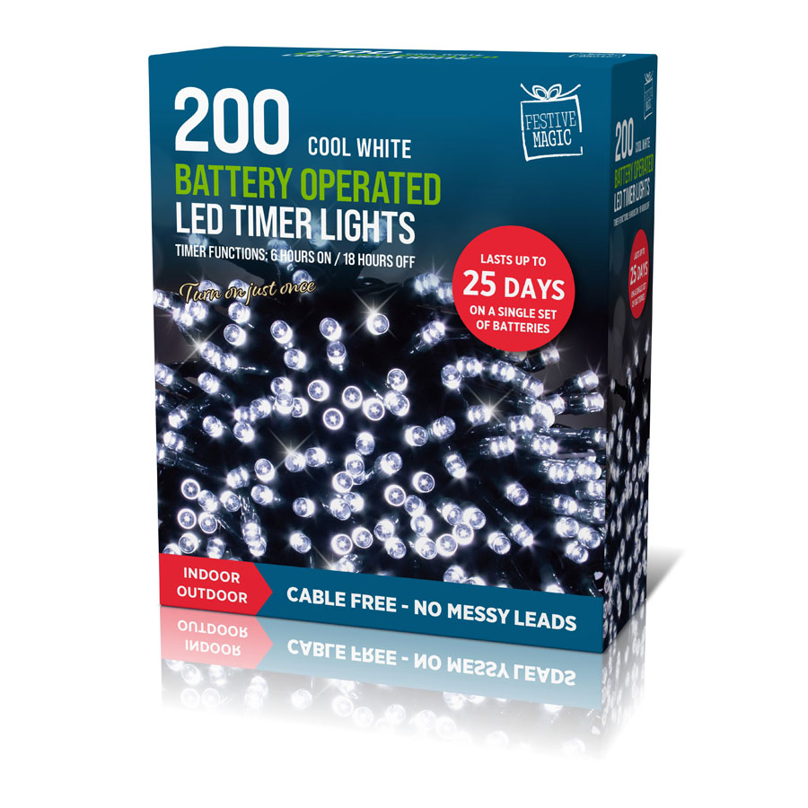 LED Lights Timer White 200pk
