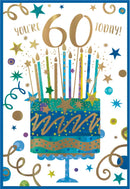 Simon Elvin C50 birthday cards featuring the number 60, a set of six colorful greeting cards for milestone celebrations.