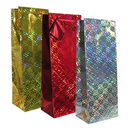 12pk Giftbags Bottle Holographic Assorted