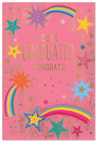 Set of six Simon Elvin C50 Graduation cards featuring celebratory designs and messages for graduation occasions.