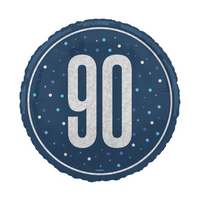 Unique Foil Balloon Blue Glitz Age 90 18"
