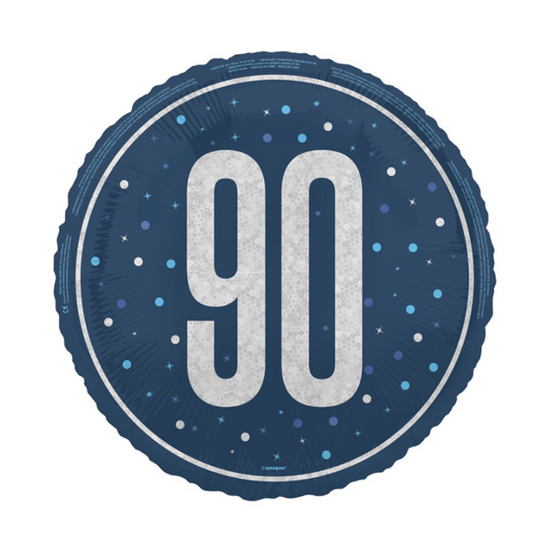 Unique Foil Balloon Blue Glitz Age 90 18"
