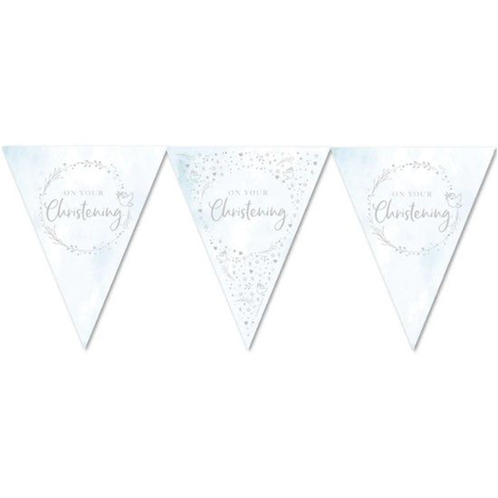 Blue On Your Christening Paper 12ft Flag Bunting