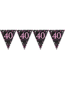 Amscan Flag Banner Age 40 Pink Celebration