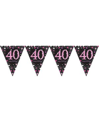 Amscan Flag Banner Age 40 Pink Celebration