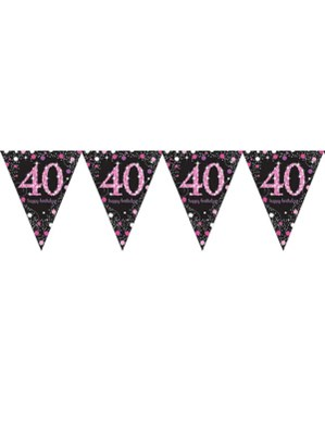 Amscan Flag Banner Age 40 Pink Celebration