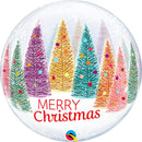 Qualatex Christmas Trees 22-inch bubble balloon with festive green tree design, perfect for holiday decorations.