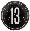 Unique Foil Balloon Black Glitz Age 13 18"