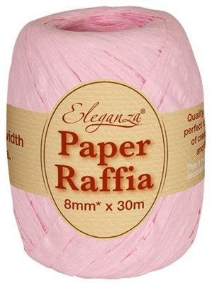 Eleganza Paper Raffia Ribbon Light Pink 8mm x 30M