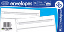 Self seal DL envelopes in 110x220mm size from County Stationery, showing the sealed envelope with adhesive flap and white paper finish.