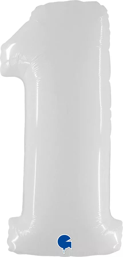 Grabo Foil Balloon Shiny White 40" Number 1