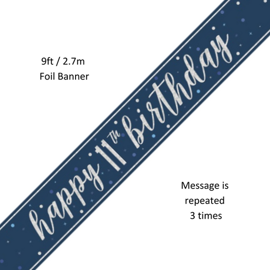 Unique Banner Blue Glitz Age 11 9ft
