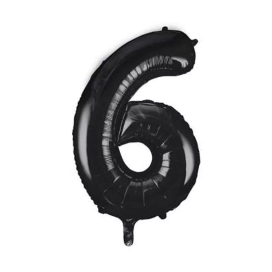 Unique Foil Balloon Black 34" Number 6
