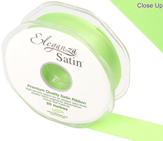 Eleganza Satin Ribbon Lime Green 25mm x 20m