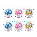 Small 40th Birthday Badges 6pk