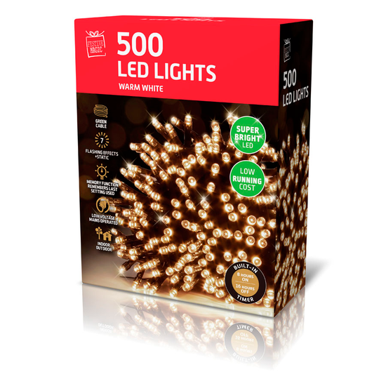 Uncle Bills 500 Pack LED Lights Timer Warm White