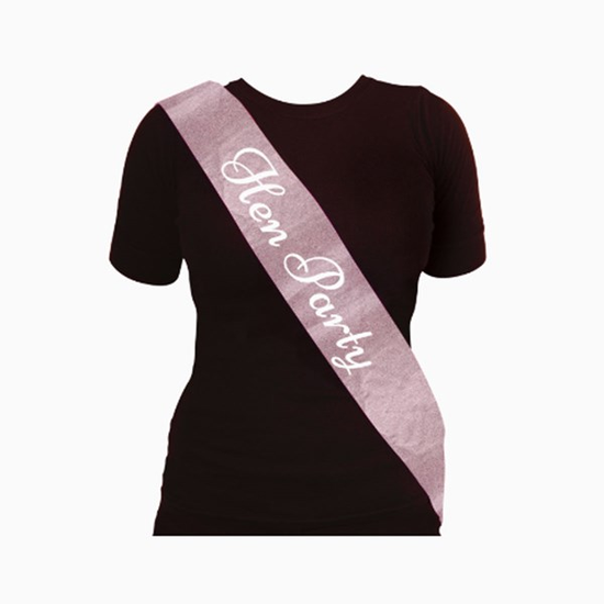Henbrandt Sash Hen Party Glitter Rose Gold