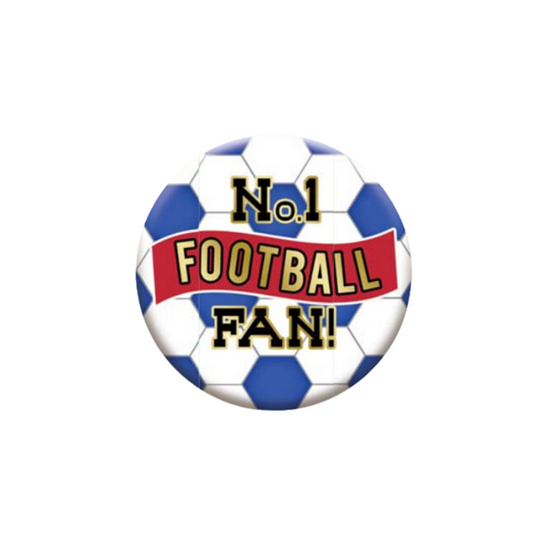 No.1 Football Fan 5.5cm Red, Blue & White Badge