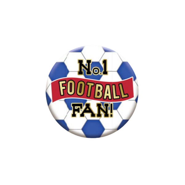 No.1 Football Fan 5.5cm Red, Blue & White Badge