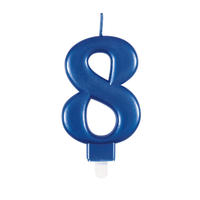 Unique Party Candle Number 8 Metallic Blue